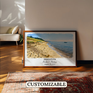 Affiche de Saugatuck Michigan, Aquarelle, Sur mesu