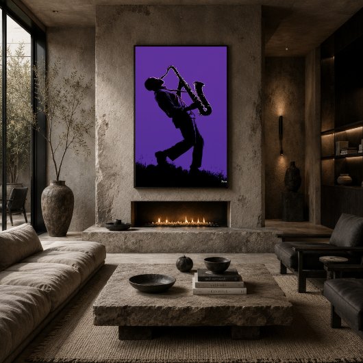 Affiche de saxophoniste de jazz – Silhouette noire