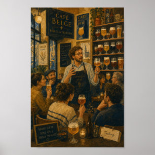 Affiche de scène de café de dégustation de bière b