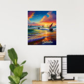Affiche de scène de mer abstraite brillante impres (Bureau à domicile)