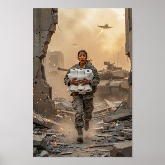 Affiche de scène de panique de survie comique somb (Devant)