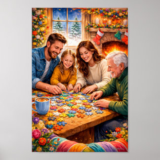 Affiche de scène de puzzle des Fêtes réconfortante