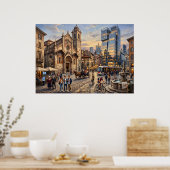 Affiche de scène de rue de ville historique (Cuisine)