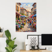 Affiche de scène de rue du marché aux fleurs (Bureau à domicile)