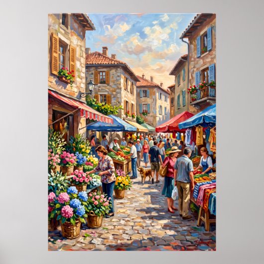 Affiche de scène de rue du marché aux fleurs (Devant)