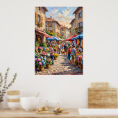 Affiche de scène de rue du marché aux fleurs (Cuisine)