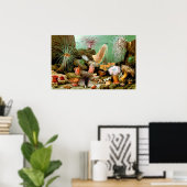 Affiche de scène sous-marine d'anémones de mer vin (Bureau à domicile)