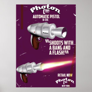 Affiche de science-fiction vintage sur un pistolet