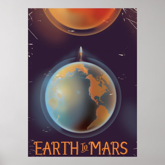 Affiche de science-fiction vintage Terre vers Mars (Devant)
