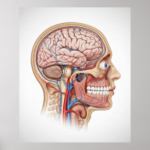 Affiche de sciences sur l'anatomie de la tête et d