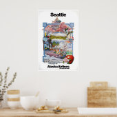 Affiche de Seattle, Washington, Art Alaska Airline (Cuisine)