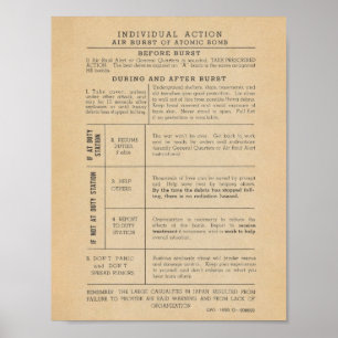 Affiche de sécurité de la bombe atomique vintage 1
