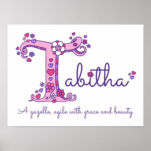 Affiche de sens du prénom de fille Tabitha art mon (Devant)