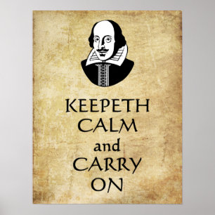 Affiche de Shakespeare Keepeth Calm et Carry On