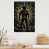 Affiche de shérif Art Déco - Silhouette de cow-boy (Cuisine)