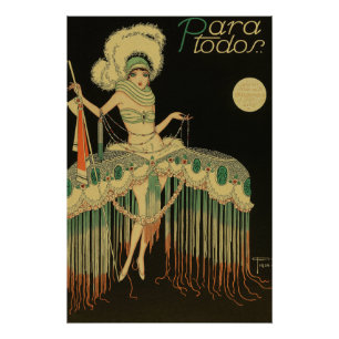 Affiche de showgirl Art Déco vintage – Cabaret des