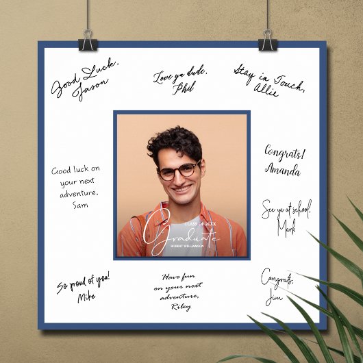 Affiche de signature de remise de diplôme Bleu