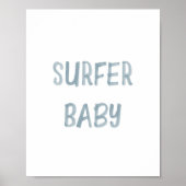 Affiche de signe de bébé surfeur bleu aquarelle (Devant)