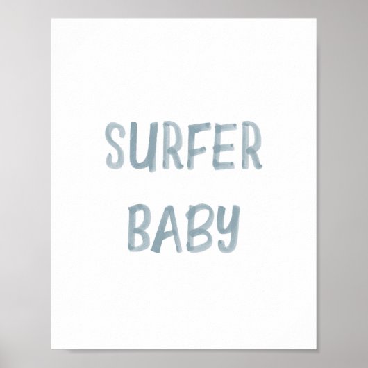Affiche de signe de bébé surfeur bleu aquarelle (Devant)