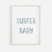 Affiche de signe de bébé surfeur bleu aquarelle
