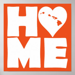 Affiche de signe de l'état de Hawaii Home Heart