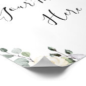 Affiche de signe floral de roses blanches d'eucaly (Coin)