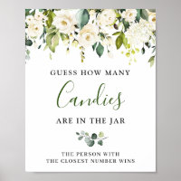 Affiche de signe GUESS de roses blanches d'eucalyp