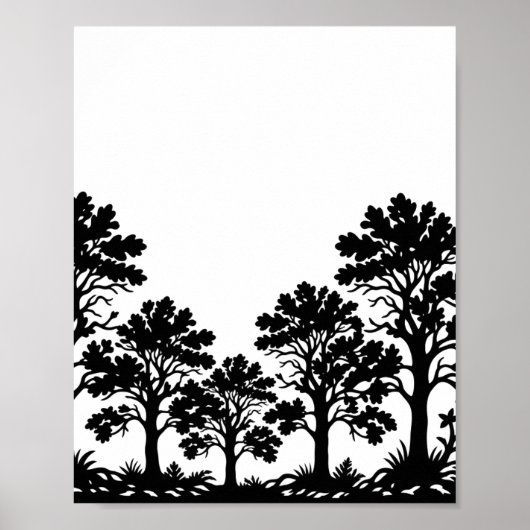 Affiche de silhouette d'arbres noirs (Devant)