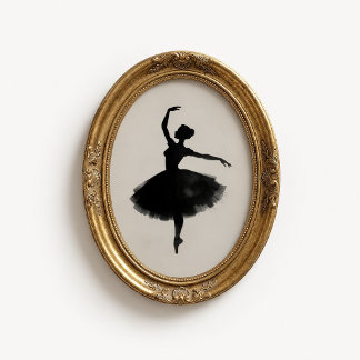 Affiche de silhouette de ballerine lavis à l'encre