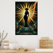 Affiche de silhouette de femme Art Déco élégante e (Cuisine)