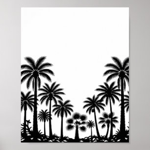 Affiche de silhouette de palmiers noirs tropicaux