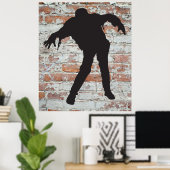affiche de silhouette de zombie marche (Bureau à domicile)