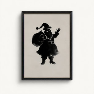 Affiche de silhouette du Père Noël sur mur
