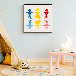 Affiche de silhouettes d'enfants heureux