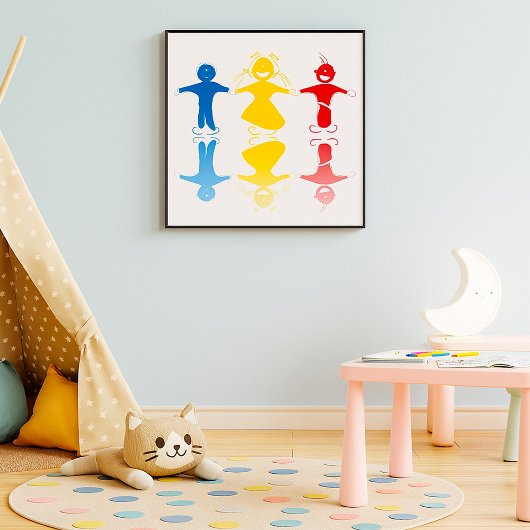 Affiche de silhouettes d'enfants heureux