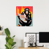 Affiche de singe intelligent personnalisée - décor (Bureau à domicile)