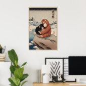 Affiche de singe Punch Macaque japonais avec (Bureau à domicile)