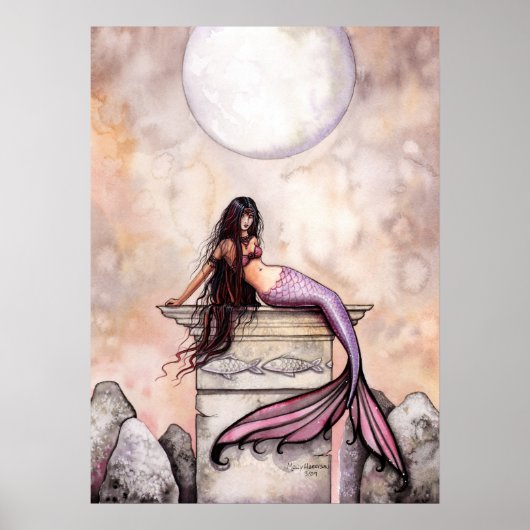 Affiche de sirène à l'aquarelle par Molly Harrison (Devant)