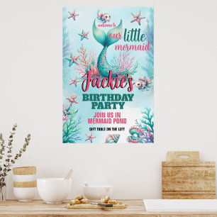 Affiche de sirène mignonne et colorée