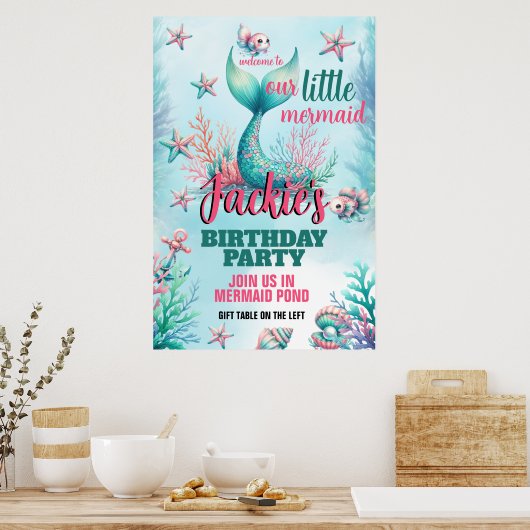 Affiche de sirène mignonne et colorée (Cuisine)