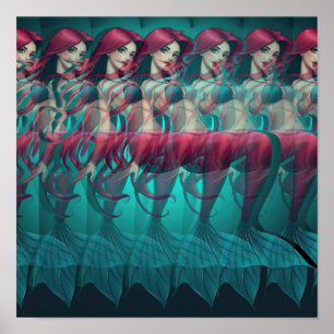 Affiche de sirène stéréogramme 3D