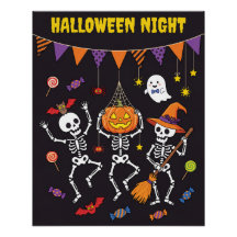 Affiche de skeletons dansants de la nuit d'Hallowe