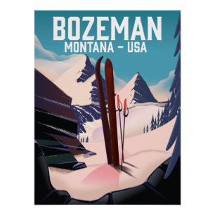 Affiche de ski Bozeman Montana