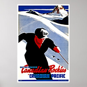 Affiche de ski Canada Banff Art Impression Lake Lo