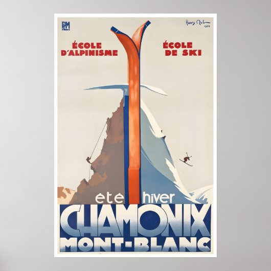 Affiche de ski Chamonix Mont Blanc Art France Voya (Devant)