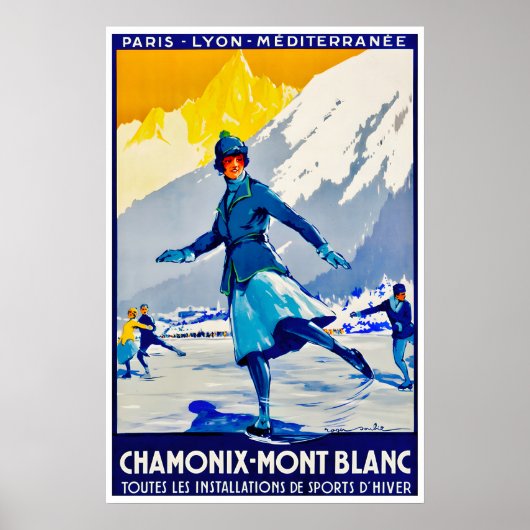 Affiche de ski Chamonix Mont Blanc Art Patinage su (Devant)