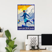 Affiche de ski Chamonix Mont Blanc Art Patinage su (Bureau à domicile)