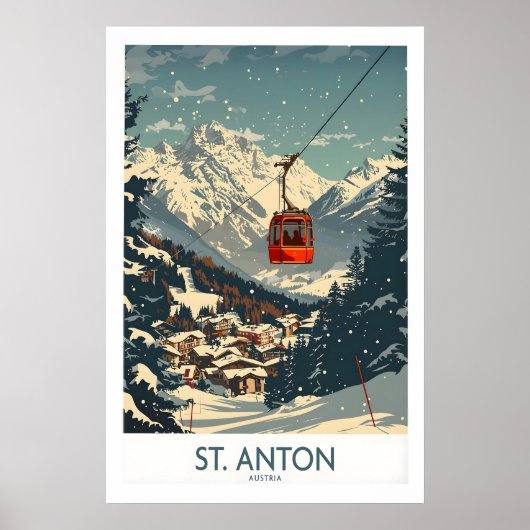 Affiche de ski d'art mural St Anton 1 (Devant)