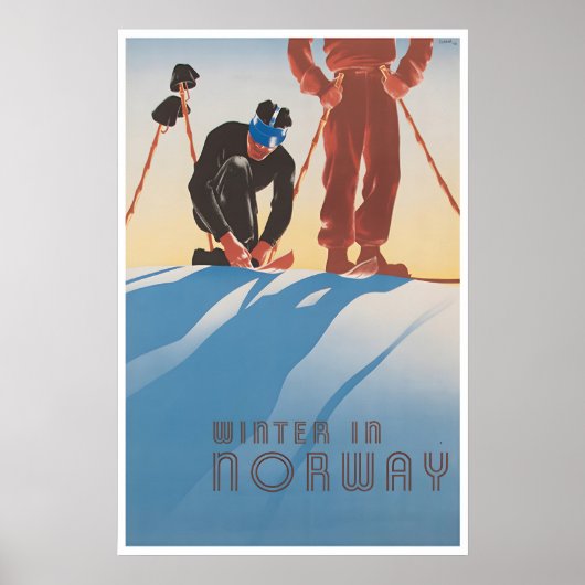 Affiche de ski d'art norvégien Impression d'hiver (Devant)