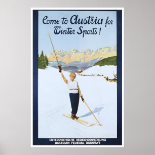 Affiche de ski d'Autriche Art d'impression de voya